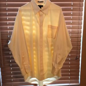 Lands’ End Dress Shirt, No Iron Pinpoint Oxford, Yellow, Size 17-33